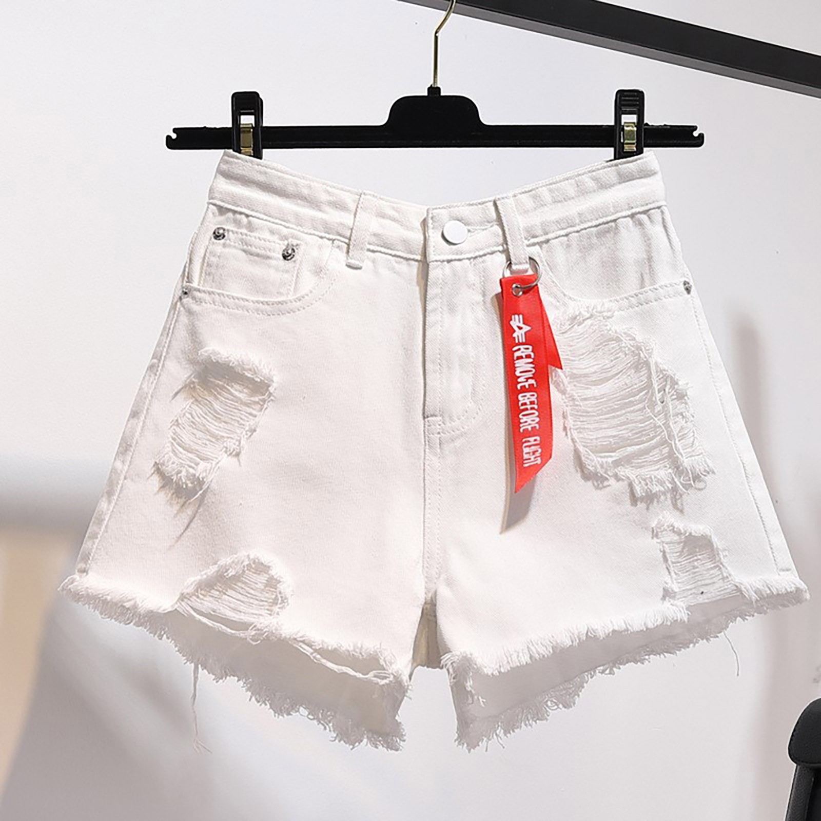 thumbnail image 2 of Pantalones cortos ligeros de denim de pierna ancha para mujer - Cintura alta, corte holgado para verano, playa y uso informal (S-XXL), 2 of 5